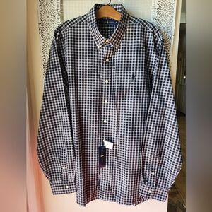 NWT Polo Ralph Lauren sz XL Black White Plaid Pony Button Up Shirt Cotton